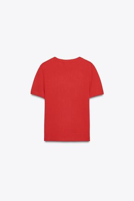 ZARA ДЖЕМПЕР ИЗ 100% КАШЕМИРА С КОРОТКИМИ РУКАВАМИ, КРАСНЫЙ