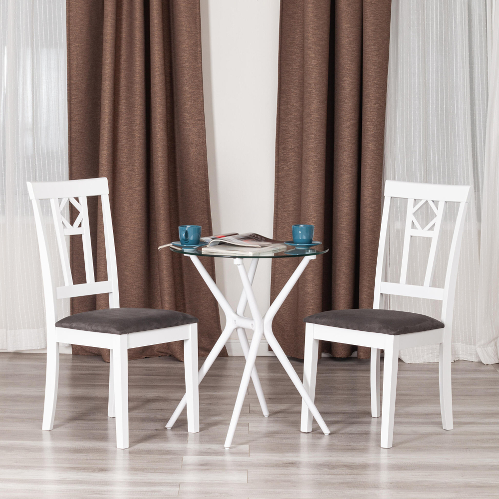 Стул Камилла сиденье мягкое (CAMILLE SOFT) дерево гевея, МДФ, 44х54х95, pure white (402) , ткань, серый