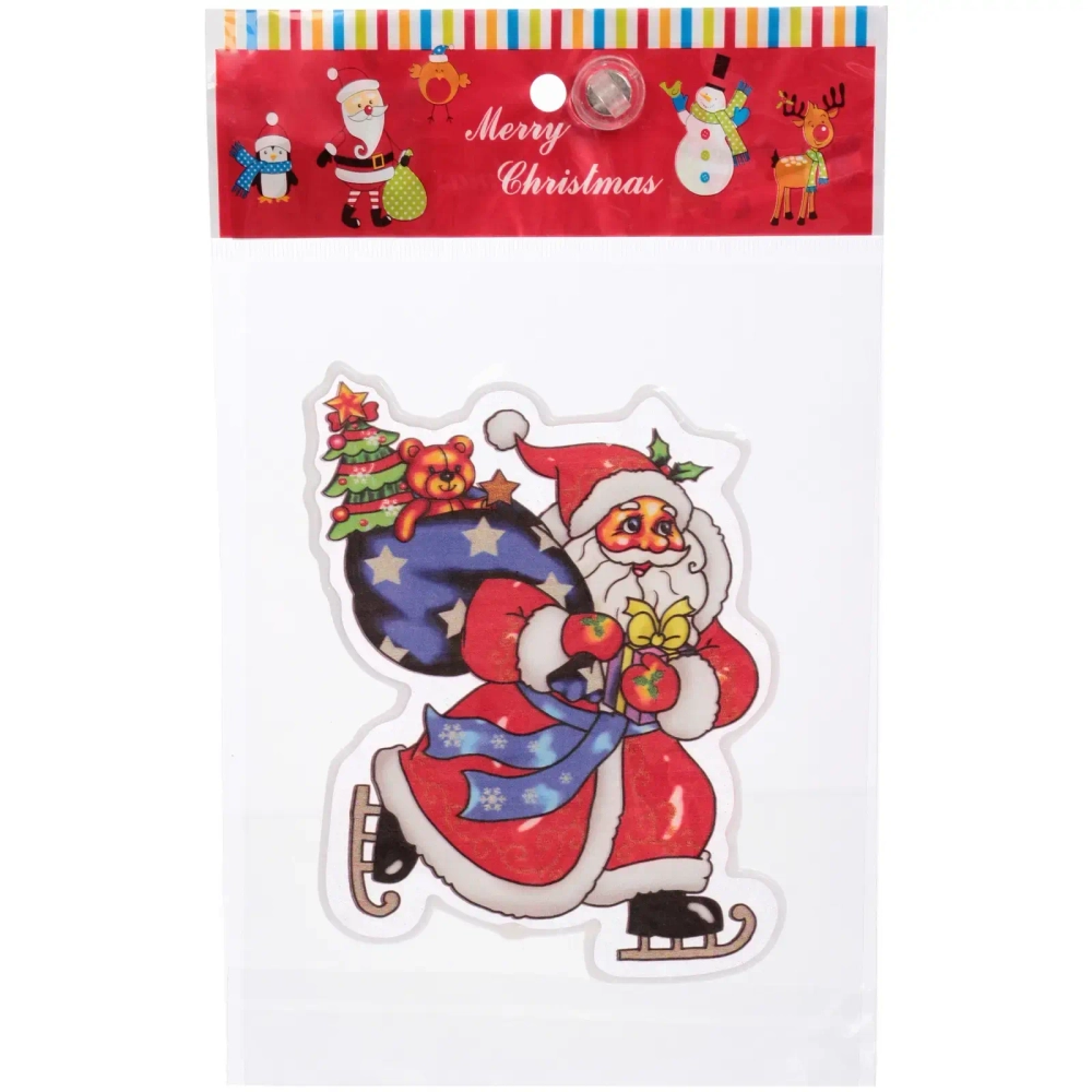 Наклейка на стекло «Дед Мороз с мешком» 15*20 см
