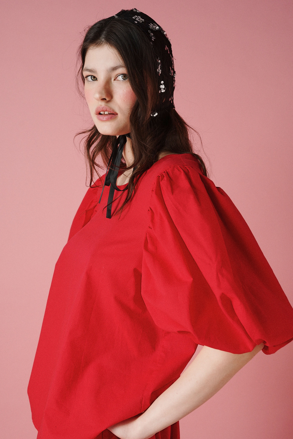 Блузка с рукавами-фонариками из батиста, "Морозко"