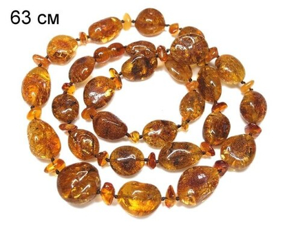 Бусы из балтийского янтаря коньячные (7417)
