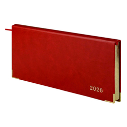 Еженедельник датированный 2026 ESCALADA, 170х88 мм, 64 л., арт. 70387/ 40 САРИФ КРАСНЫЙ (кожзам: интегральный переплёт, материал обложки: искусственная кожа "Сариф"; декор: металлические уголки, тиснение фольгой; способ крепления блока: ниткошвейный;