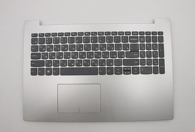 Верхняя панель с клавиатурой (топкейс) для ноутбука Lenovo ideapad 320-15ISK/320-15IAP/320-15ABR/320-15AST/320-15IKB раскладка - русская, без подсветки, серый, с тачпадом и динамиками (5CB0N86294), оригинал