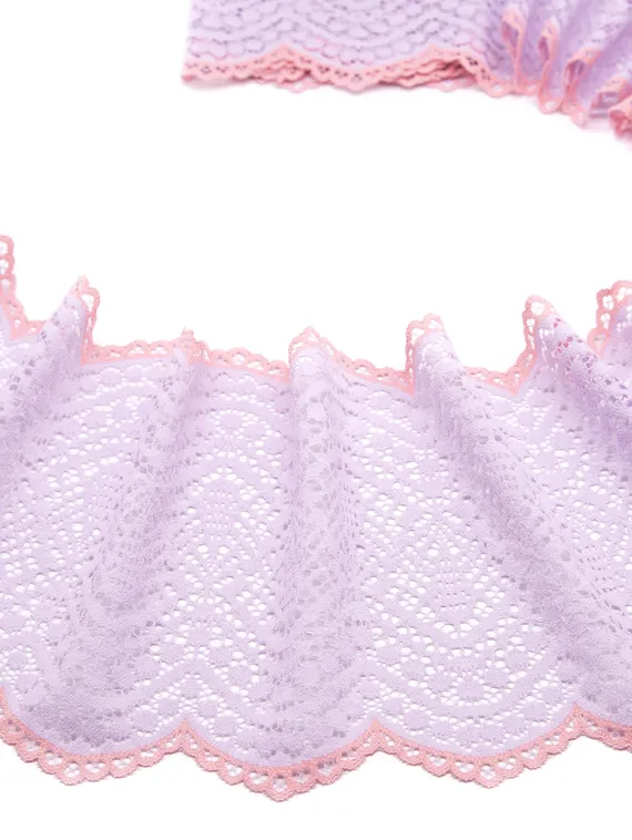 03-177  Кружево эластичное 18 см, лиловый/розовый