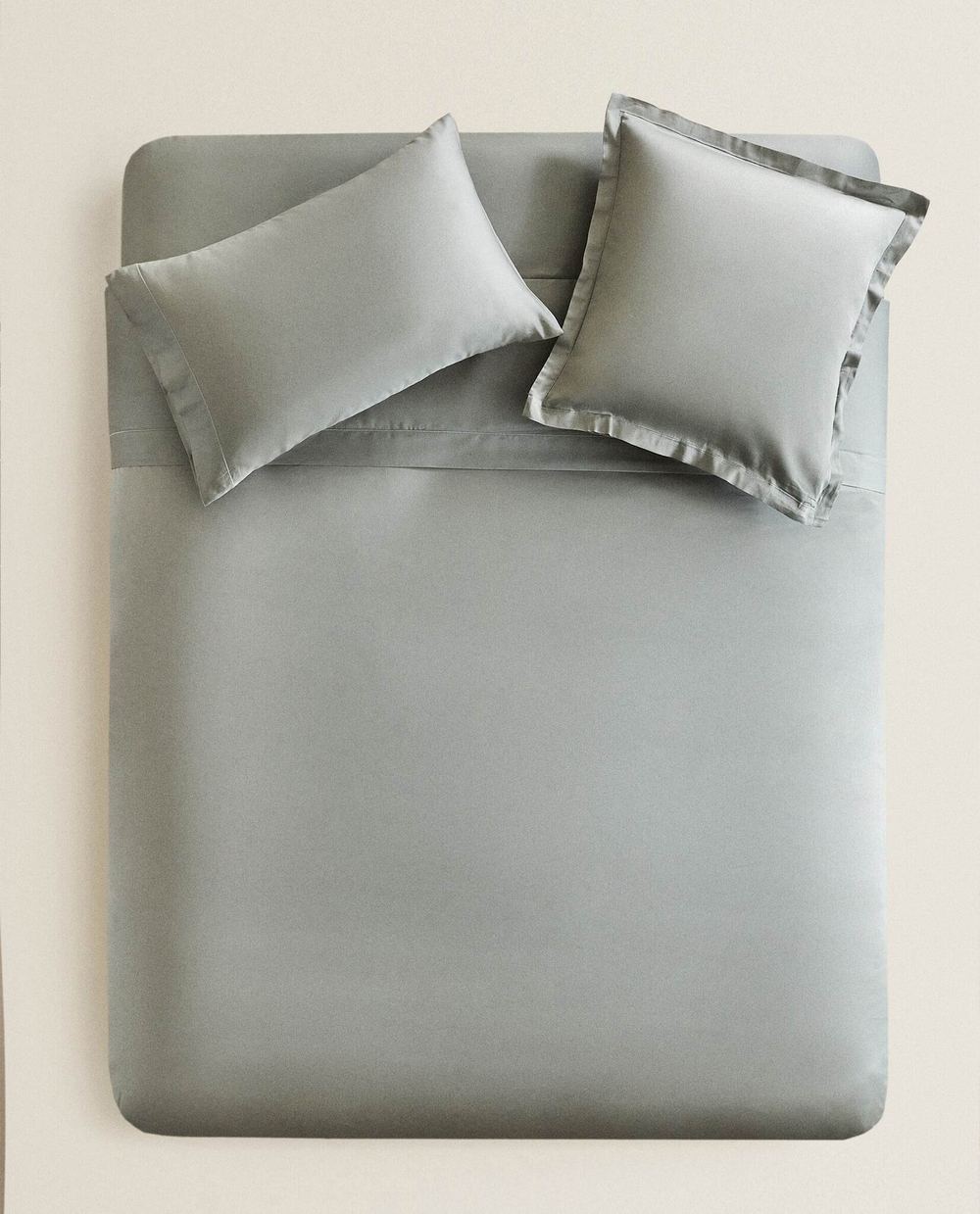 ZARA HOME (300 НИТЕЙ) ПОДОДЕЯЛЬНИК ИЗ ХЛОПКА, ЗЕЛЕНОВАТО-СЕРЫЙ