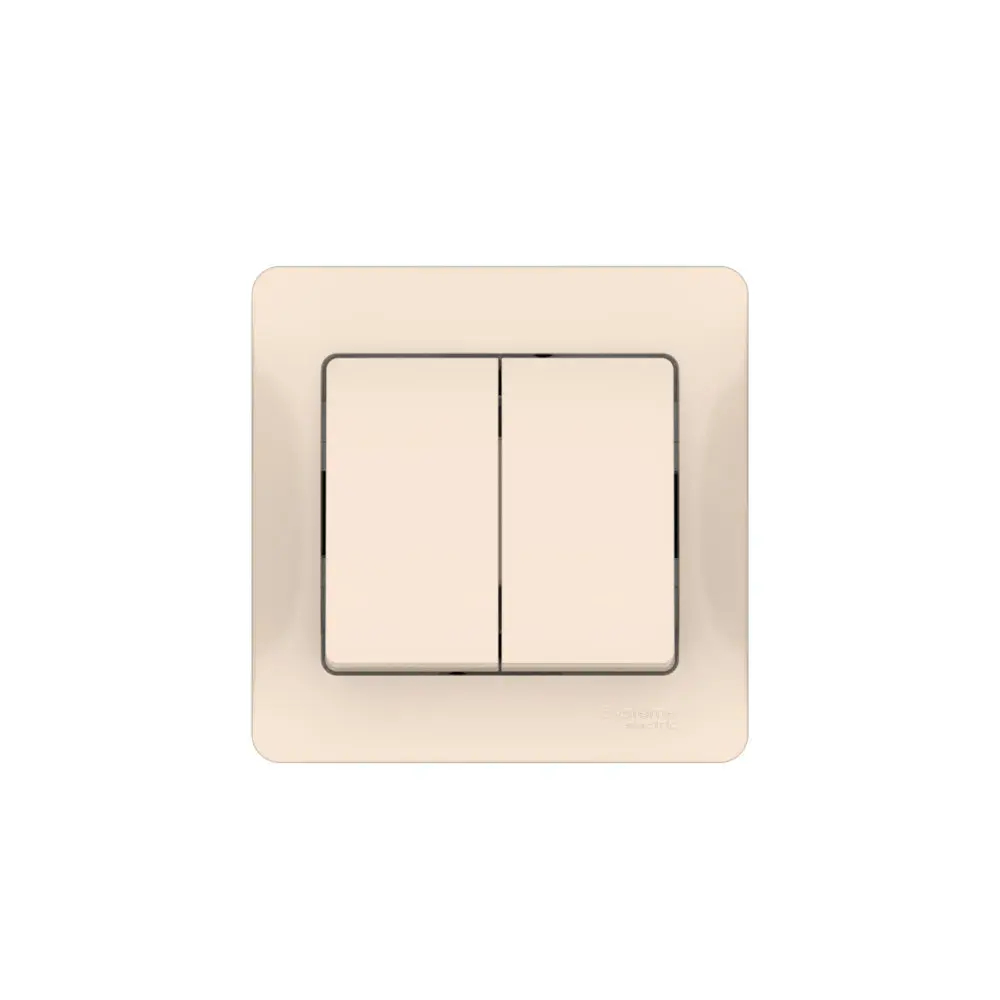 GLOSSA 2-клавишный ВЫКЛЮЧАТЕЛЬ, сх.5, 10АХ, в сборе, быстрозажим. клем., БЕЖЕВЫЙ