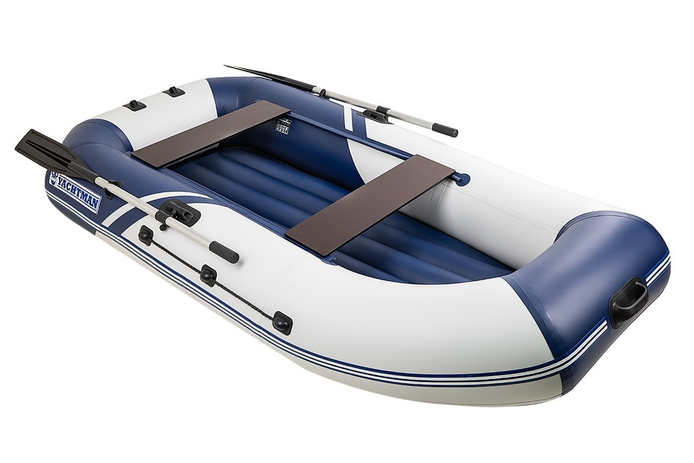 YACHTMAN-260 МНД НАДУВНОЕ ДНО (Яхтман) белый-синий (лодка ПВХ с усилением)