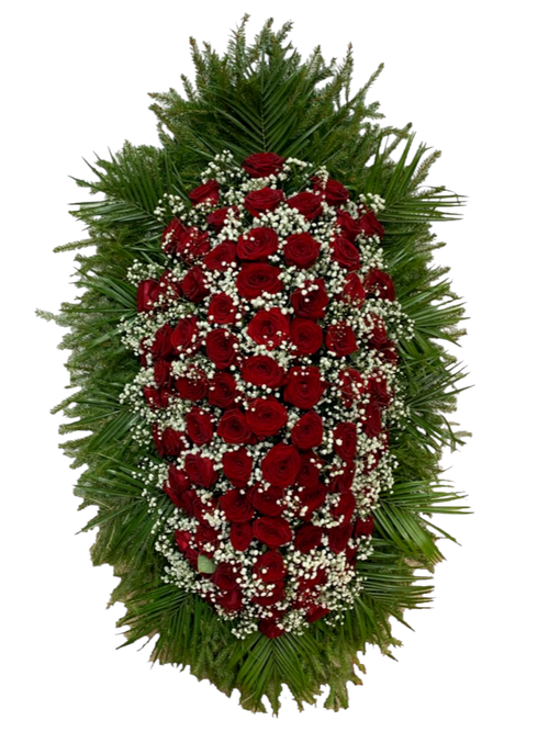 Траурный венок из живых цветов №29 (150 см)