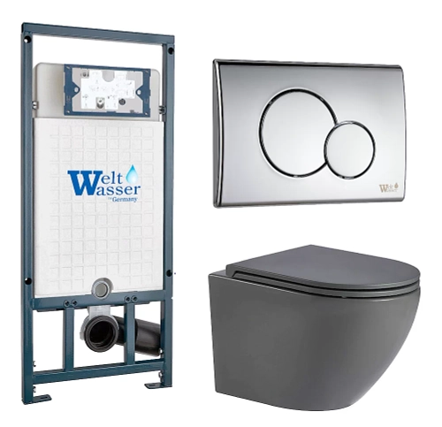 Унитаз с инсталляцией WeltWasser MARBERG 507 + MERZBACH 043 MT-GR + MAR 507 RD-CR