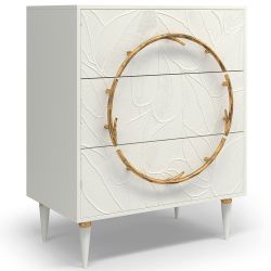 Комод Арт Колор leaves Классик Голд с 3 ящиками Белый опал