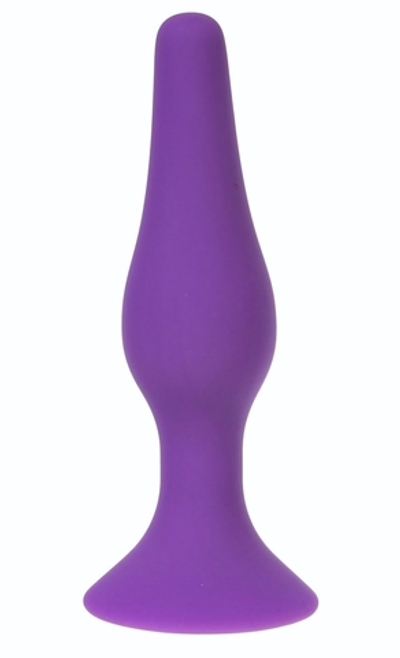 Фиолетовая силиконовая анальная пробка размера L - 12,2 см. (Цвет: фиолетовый)