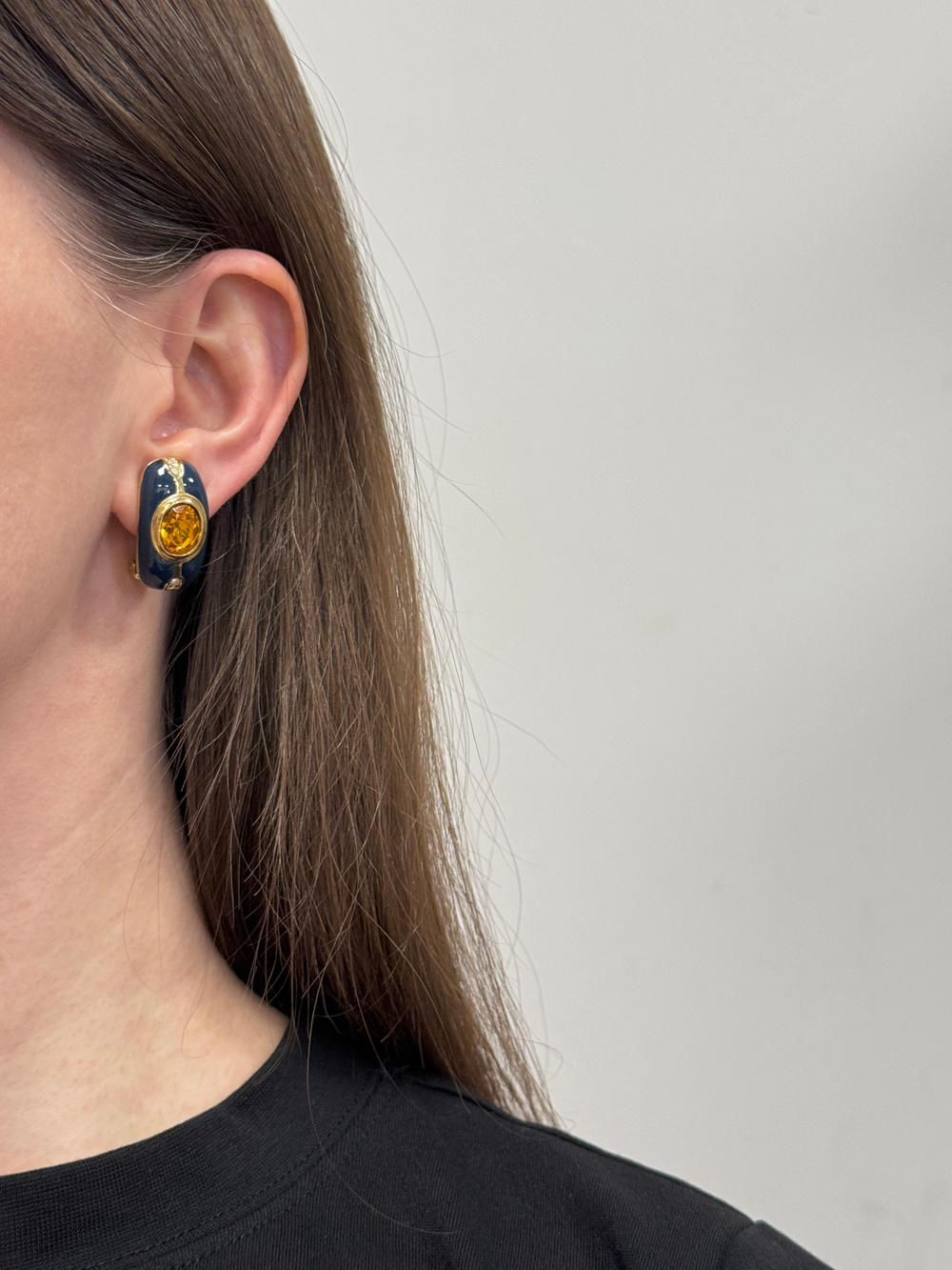 Клипсы с синей эмалью и кристаллами Burberrys