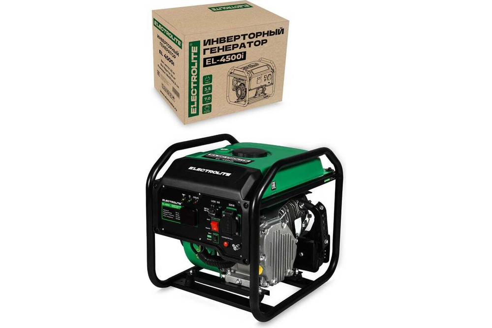 Генератор бензиновый инверторный Electrolite EL 4500i 3.3-3.8 кВт, цифровой дисплей, разъемы USB-A и USB-C, режим ECO 6850