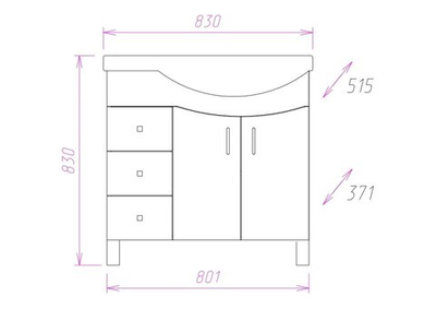 Тумба Onika ЭЛЬБРУС 82.10 крыло слева