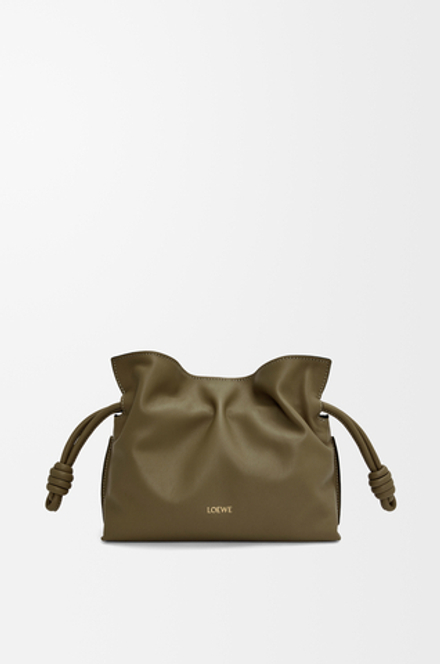 Loewe Мини-клатч Flamenco из телячьей кожи наппа, темный хаки