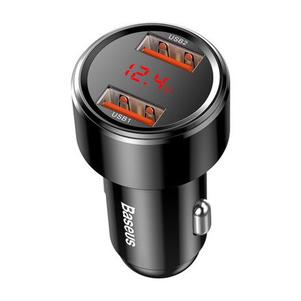 Автомобильная зарядка Baseus Magic Series Dual USB QC Digital Display Car Charger A+A 45W
