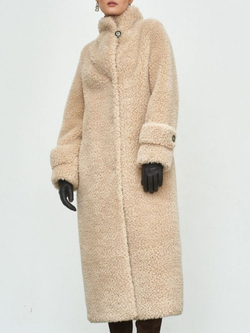 Искусственная зимняя эко шуба чебурашка, бежевая, Северина