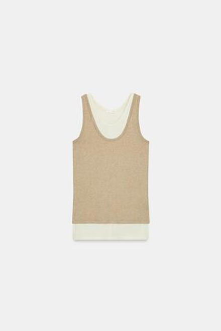 ZARA ТОП С ДВОЙНЫМИ БРЕТЕЛЯМИ, ЭКРЮ/БЕЖЕВЫЙ