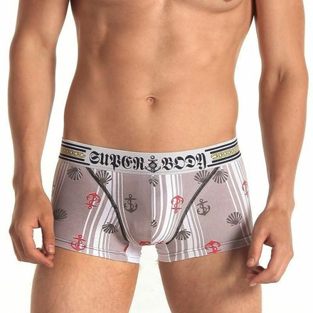 Мужские трусы боксеры коричневые с морским принтом Superbody Boxer Beige