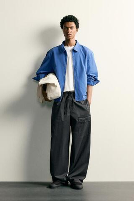 ZARA БРЮКИ КАРГО СВОБОДНОГО КРОЯ, СИНИЙ ЭЛЕКТРИК