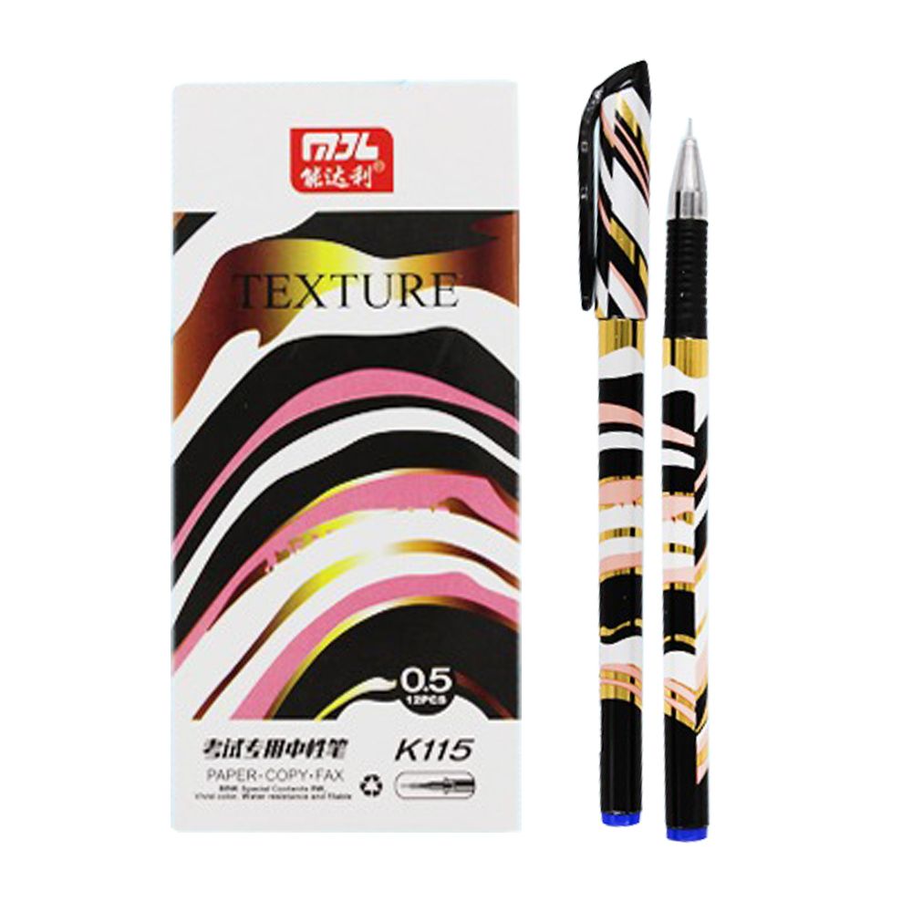 Ручка гелевая, Nengdali, синие чернила, серия "Texture", пластиковый корпус с рисунком, 12 шт Ручка гелевая, Nengdali, синие чернила, серия "Texture", пластиковый корпус с рисунком, 12 шт