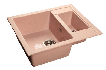 GRANFEST Мойка мрамор QUADRO GF-Q--610K 1.5-чаши. 610*500мм  св.розовый арт.GF-