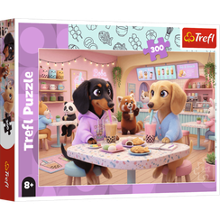 Pazl \ Puzzle \ Пазлы Puzzles - "300" - Dachshunds in the Cafe / Trefl