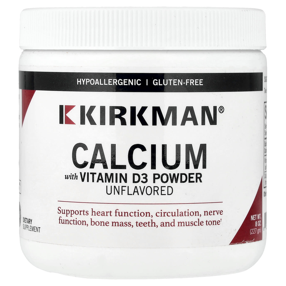 Kirkman Labs, кальций с витамином D3, в порошке, без добавок, 227 г (8 унций)