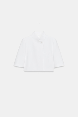 ZARA УКОРОЧЕННЫЙ БЛЕЙЗЕР С КОРОТКИМИ РУКАВАМИ — ZW COLLECTION, ЭКРЮ