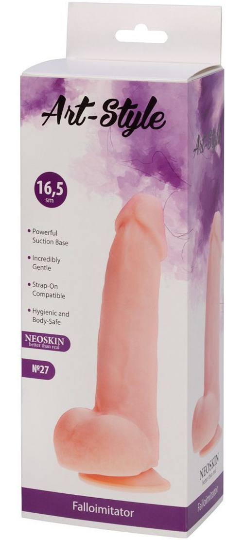 Фаллоимитатор Art-Style №27 с мошонкой и присоской, 21 см