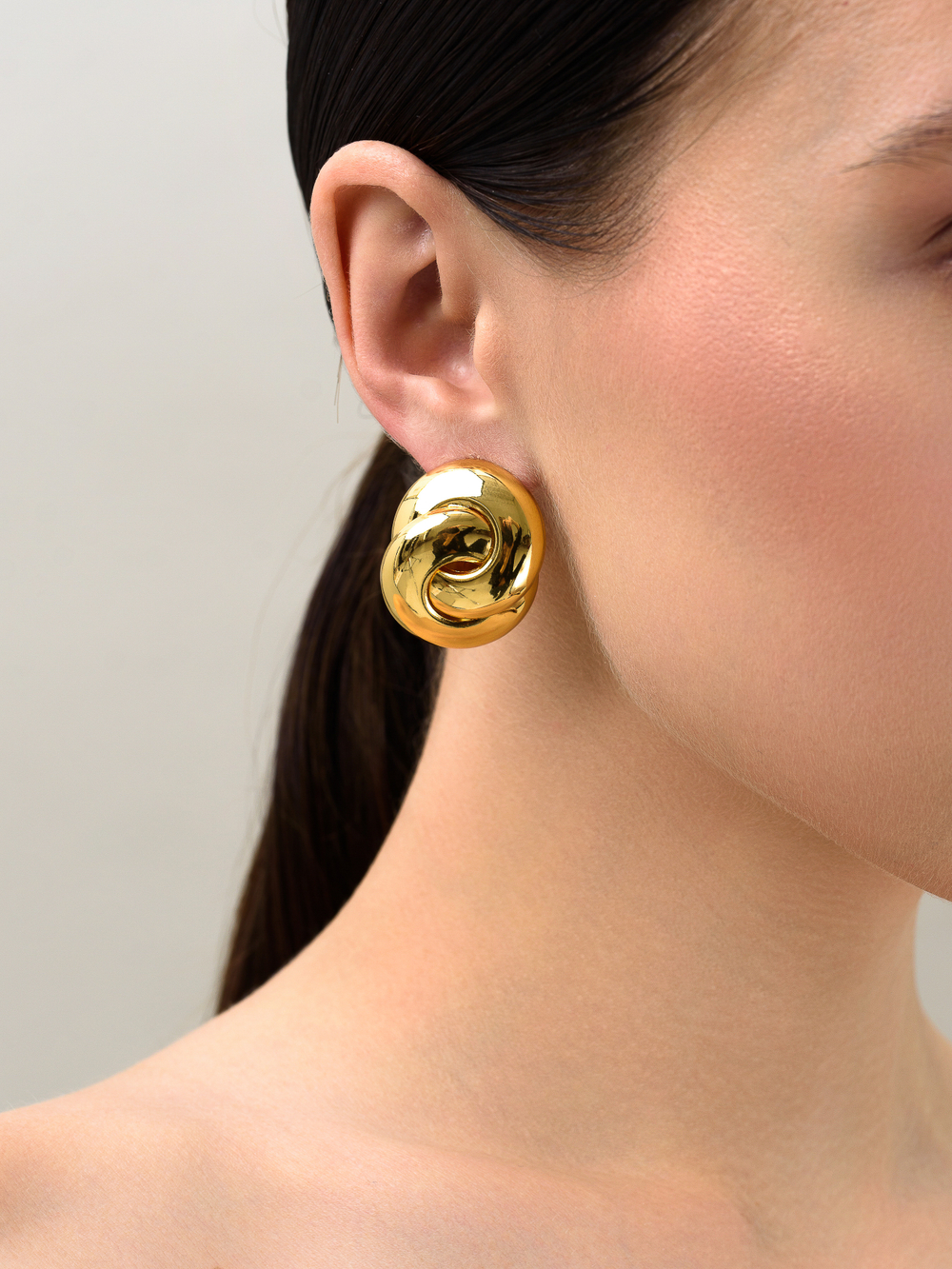 Серьги "Double round element" Gold