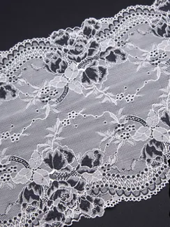 03-210 Кружево эластичное 22 см, айвори/черный