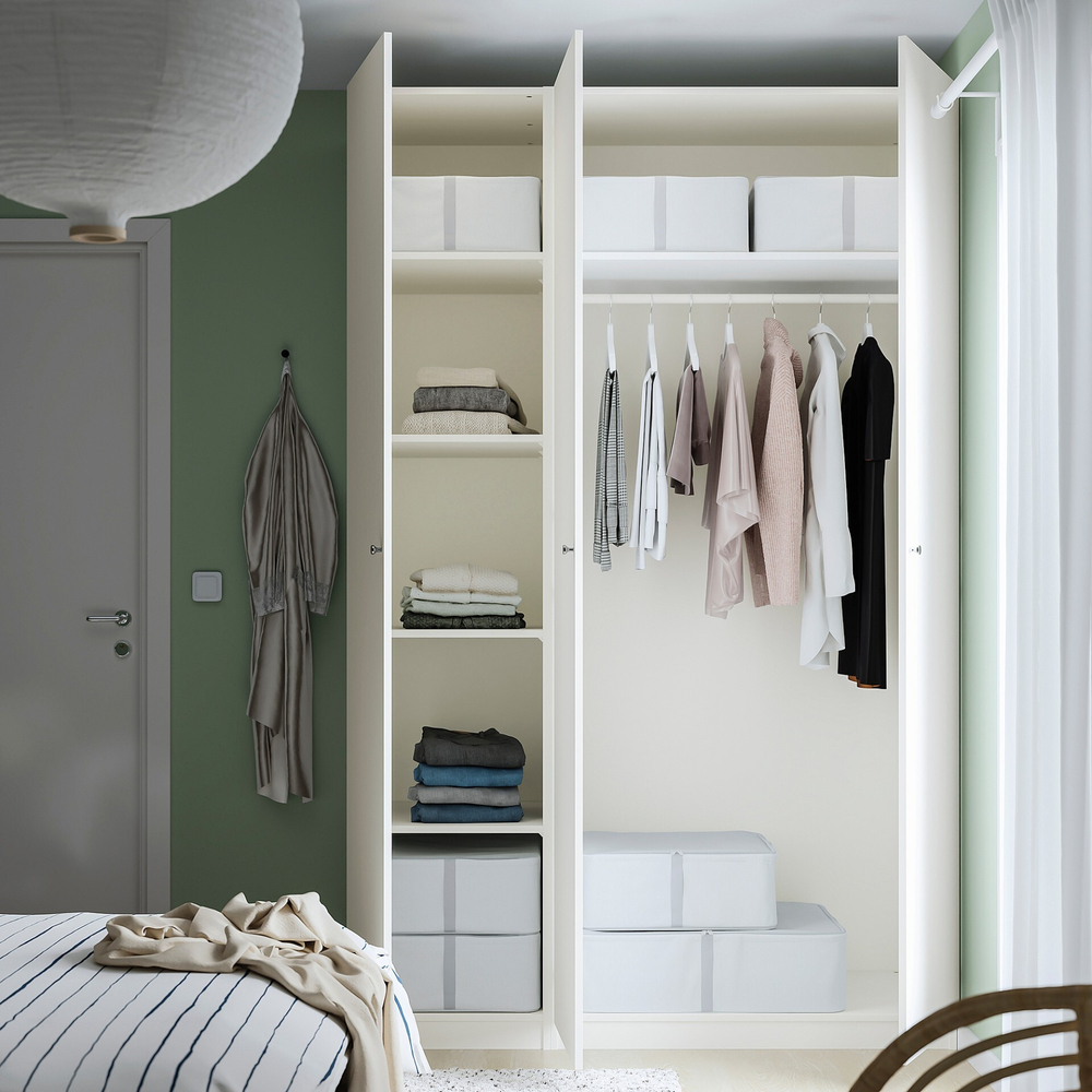 Распашной шкаф PAX FORSAND IKEA трехдверный с 5 полками (белый)  170*60*220