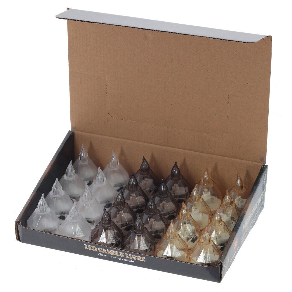 GAEM Изделие декоративное "Свеча" (подсветка, 3xLR41) (блок микс 24шт), D 3.5 см, L3,5 W3,5 H5 см, 3в.