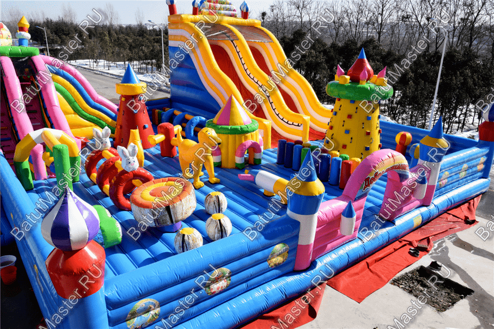 Большая площадка с высокой горкой "Дино-городок", 15*15*6 м