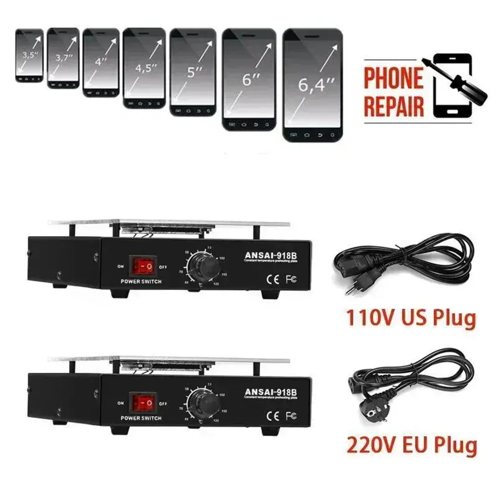 450W прочный 7 - дюймовый сепаратор экрана телефона , равномерное всасывание, температура нагрева 0 - 55