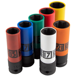 KING TONY (44907MP) Набор глубоких ударных торцевых головок 1/2", шестигранные, 15-22 мм, 7 предметов