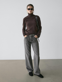 Massimo Dutti Джинсы со средней посадкой и широкими штанинами, маренго