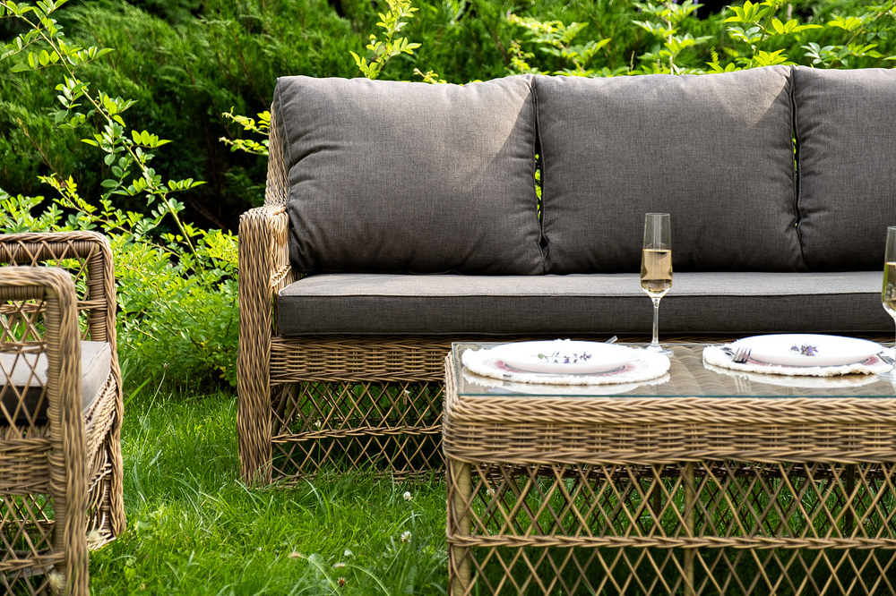 "Гранд Латте" лаунж-зона из искусственного ротанга, цвет соломенный