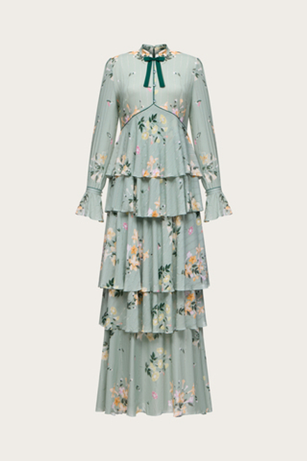 Платье-макси из зеленой вискозы с ЛЮРЕКСНОЙ НИТЬЮ