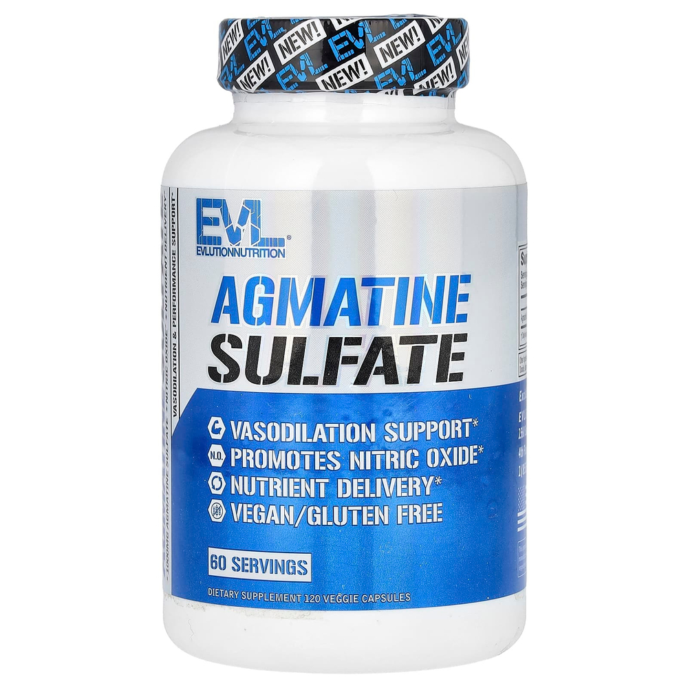EVLution Nutrition, Агматин сульфат, 120 растительных капсул (500 мг на капсулу)