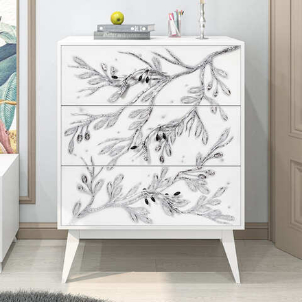 Комод Oliva Branch (Олива Бранч) с 3 ящиками Айс Античное серебро