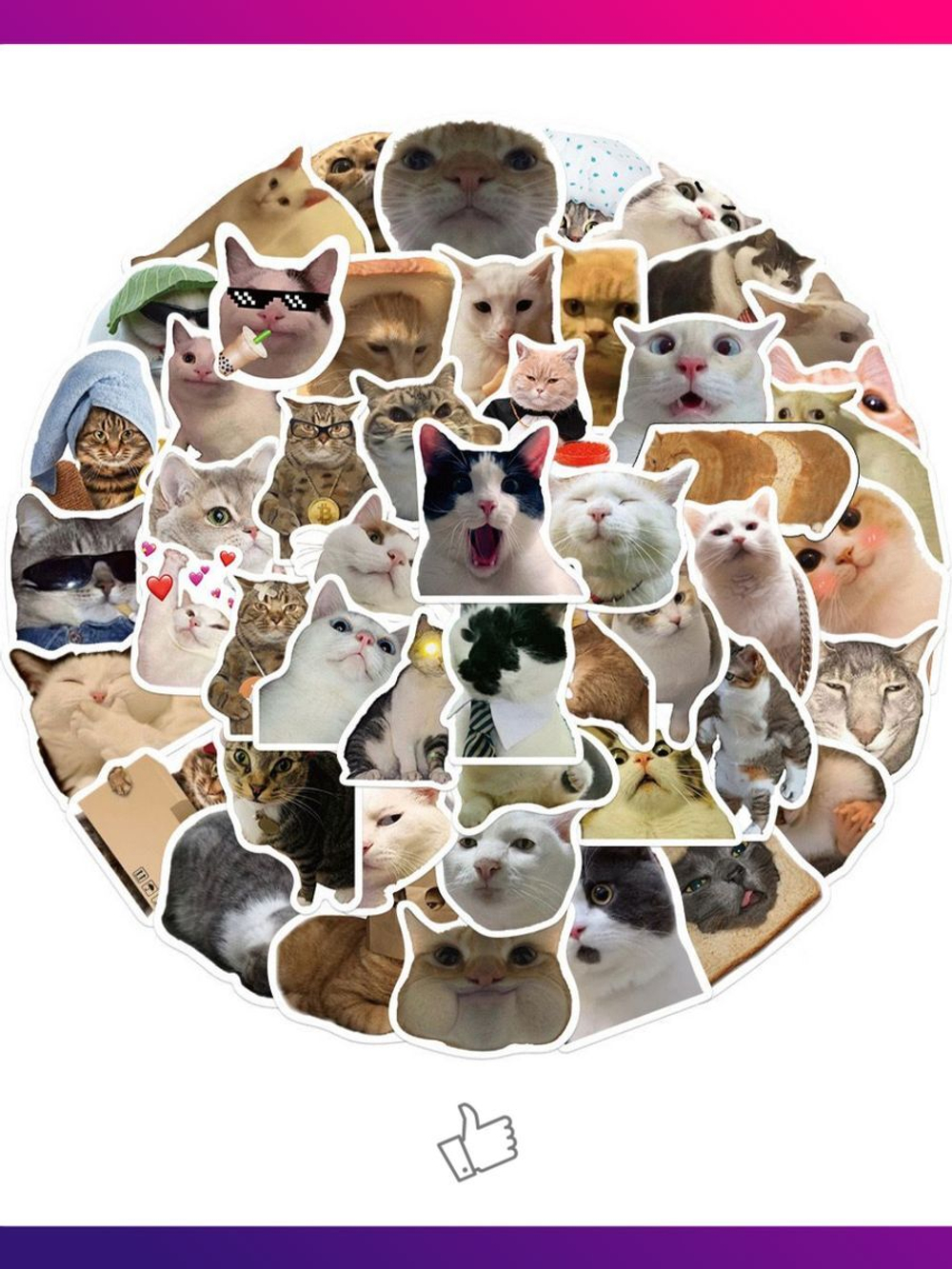 Наклейки на телефон котики многоразовые 50 шт