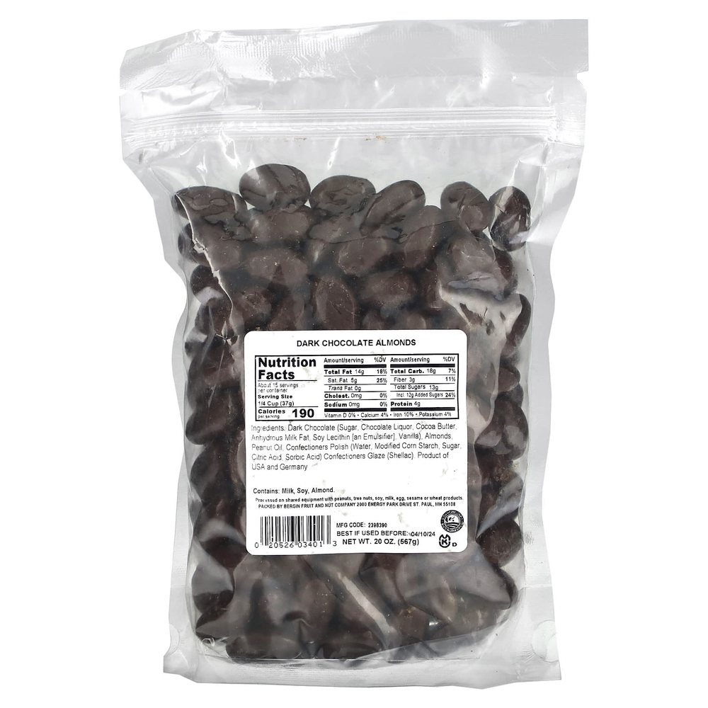 Bergin Fruit and Nut Company, Темный шоколад и миндаль, 567 г (20 унций)