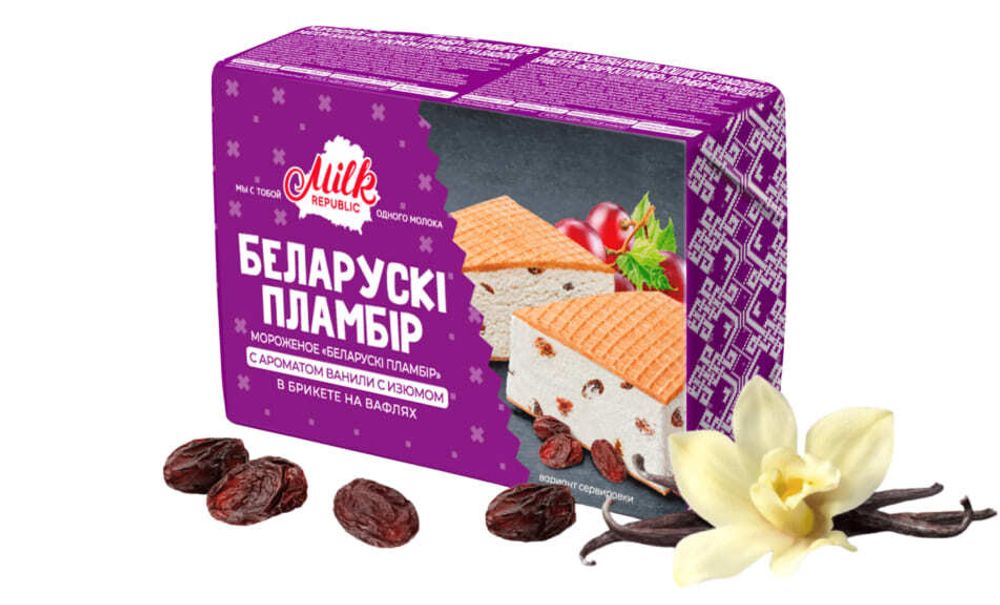 Мороженое брикет &quot;Белорусский пломбир&quot; с изюмом 100 г. Минск - купить не дорого в Москве