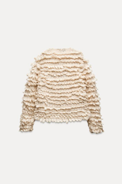 ZARA КАРДИГАН ИЗ РЕЛЬЕФНОЙ ТКАНИ, БЕЖЕВЫЙ