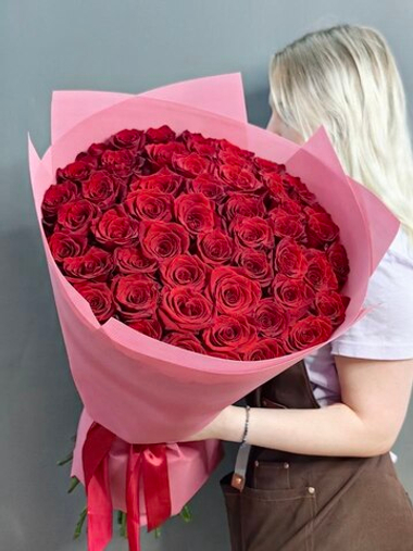 Букет из 51 розы сорта "Эксплорер" (Эквадор 60 см)