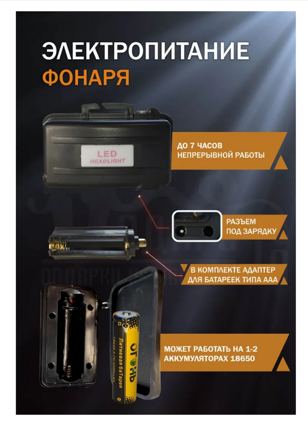 Фонарь Огонь HТ-427 налобный яркий