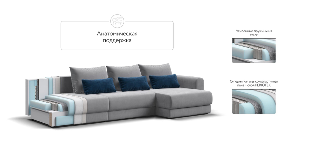 Модульный угловой диван РИЧМОНД MODOOL MAX Велюр Monolit сталь