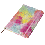 Записная книжка, А5, Alingar, 7БЦ, ПВХ (печать на мокром шелке), на резинке, клетка, 95 л., "Трендовые надписи", розовый